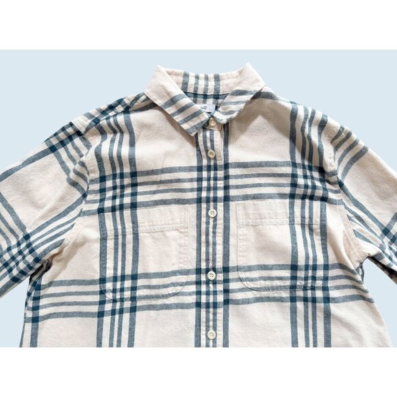 MADEWELL Oversized Flannel Full Button Cream Grey Shirt Size Small - Picture 3 of 8